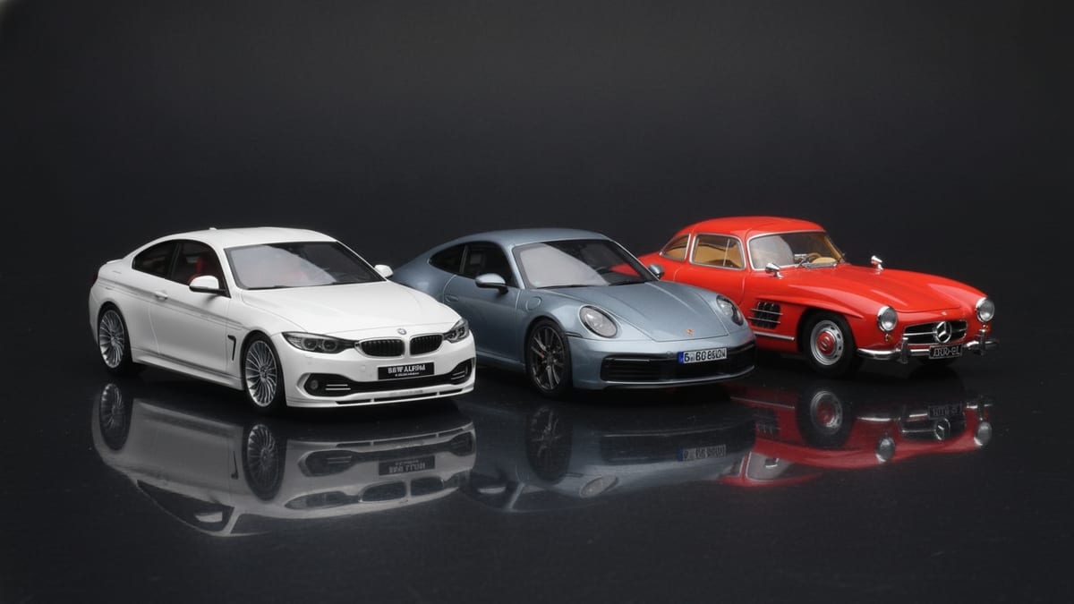 Verzamelmodel Porsche in schaal 1:18 op een strakke studioachtergrond &mdash; Models118-korting op uw eerste bestelling