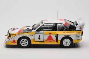 Audi Sport Quattro S1 E2 #4 S. Blomqvist / B. Cederberg Rally 1000 Lakes 1985 IXO 1:18 18RMC161A Metaal — afbeelding 3 van 6