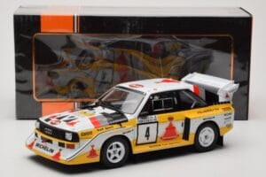 Audi Sport Quattro S1 E2 #4 S. Blomqvist / B. Cederberg Rally 1000 Lakes 1985 IXO 1:18 18RMC161A Metaal — afbeelding 6 van 6