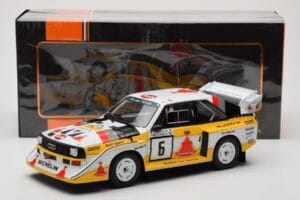 Audi Sport Quattro S1 E2 #6 H. Mikkola / A. Hertz Rally 1000 Lakes 1985 IXO 1:18 18RMC161B Metaal — afbeelding 6 van 6
