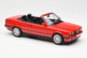 BMW 318i E30 Cabriolet Rood Norev 1:18 183210 Metaal — afbeelding 4 van 6