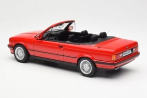 BMW 318i E30 Cabriolet Rood Norev 1:18 183210 Metaal — afbeelding 5 van 6
