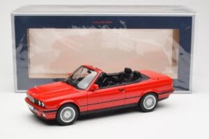 BMW 318i E30 Cabriolet Rood Norev 1:18 183210 Metaal — afbeelding 6 van 6