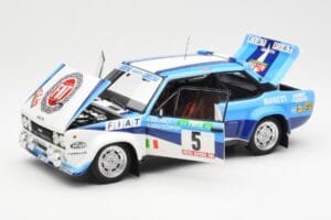 Fiat 131 Abarth #5 Team Fiat Works Rally Portugal 1980 Kyosho 1:18 08376A Metaal — afbeelding 2 van 8