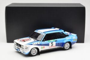 Fiat 131 Abarth #5 Team Fiat Works Rally Portugal 1980 Kyosho 1:18 08376A Metaal — afbeelding 8 van 8