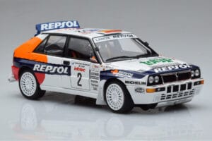 Lancia Delta HF Integrale Evoluzione #2 C. Sainz / L. Moya Tour de Corse 1993 Kyosho 1:18 08348J Metaal — afbeelding 5 van 9