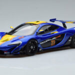 McLaren P1 GTR Blauw Met Gele Strepen AUTOart 1:18