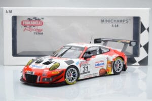 Porsche 911 GT3 R Frikadelli Racing Team #31 M. Arnold / I. Fernandez Winners VLN Round 3 2018 Minichamps 1:18 153186991 Meta — afbeelding 6 van 6