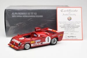 Alfa Romeo 33TT 12 #1 A. Merzario / J. Laffite 1000km Nurburgring Winner 1975 AUTOart 1:18 87505 Metaal — afbeelding 8 van 8