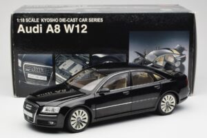 Audi A8 D3 W12 Zwart Kyosho 1:18 09212BK Metaal — afbeelding 8 van 8