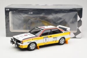 Audi Quattro A2 Audi Sport #1 W. Röhrl / C. Geistdörfer DNF Sanyo Rally of New Zealand 1984 Minichamps 1:18 155841101 Metaal — afbeelding 6 van 6