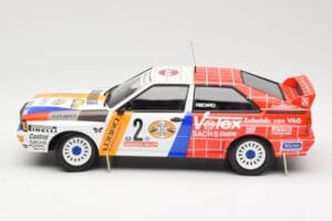 Audi Quattro A2 Schmidt Motorsport #2 H. Demuth / W. Lux Winners Hunsrück Rally 1984 Minichamps 1:18 155841102 Metaal — afbeelding 3 van 6