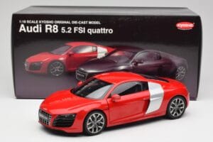 Audi R8 V10 Brilliant Rood Kyosho 1:18 09216RR Metaal — afbeelding 8 van 8