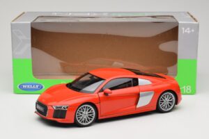 Audi R8 V10 Rood Welly 1:18 18052W Metaal — afbeelding 8 van 8
