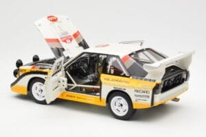 Audi Sport Quattro S1 #5 W. Rohrl / C. Geistdorfer Rally Sanremo Winner 1985 AUTOart 1:18 88503 Composiet — afbeelding 5 van 8