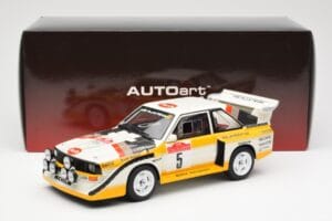 Audi Sport Quattro S1 #5 W. Rohrl / C. Geistdorfer Rally Sanremo Winner 1985 AUTOart 1:18 88503 Composiet — afbeelding 8 van 8