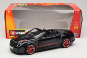 Bentley Continental Supersports ISR Cabriolet Zwart Met Rode Velgen Bburago 1:18 18-11035 Metaal — afbeelding 8 van 8