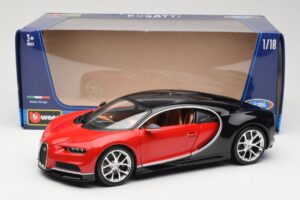 Bugatti Chiron Zwart & Rood Bburago 1:18 18-11040 Metaal — afbeelding 8 van 8
