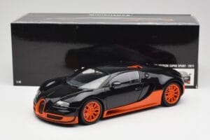 Bugatti Veyron Super Sport World Record Edition Carbon & Orange Minichamps 1:18 100110840 Metaal — afbeelding 8 van 8