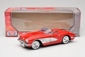 Chevrolet Corvette C1 Rood Motormax 1:18 73100TC Metaal — afbeelding 8 van 8