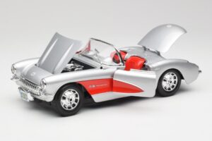 Chevrolet Corvette C1 Zilver & Rood Bburago 1:18 3024-M1 Metaal — afbeelding 2 van 8