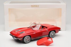 Chevrolet Corvette C2 Sting Ray Cabriolet Riverside Red Norev 1:18 189056 Metaal — afbeelding 6 van 6
