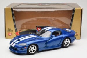 Dodge Viper GTS SR II Blauw met Witte Strepen Bburago 1:18 3330 Metaal — afbeelding 8 van 8