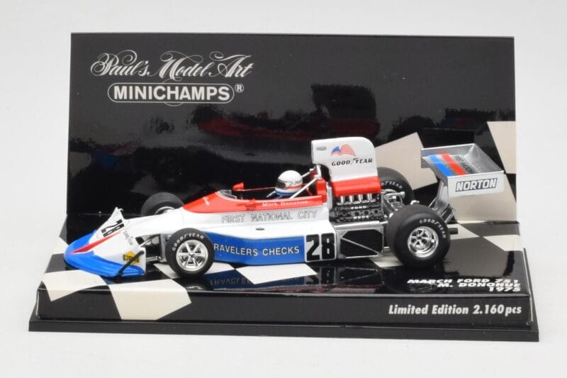 March Ford 751 #28 M. Donohue Race Car 1975 Minichamps 1:43 430750028 Metaal