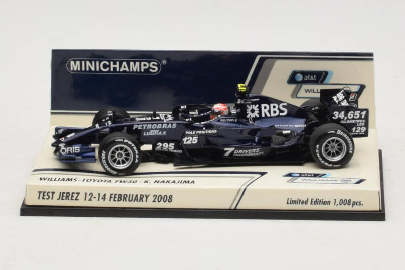 Williams FW30 Toyota #8 K. Nakajima Test Jerez Feb 2008 Minichamps 1:43 400080208 Metaal