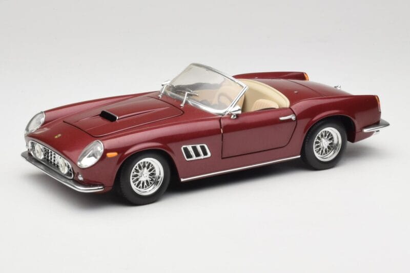 Ferrari 250 GT California Spider LWB Donkerrood Hot Wheels 1:18 25727 Metaal