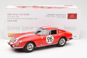 Ferrari 275 GTB Competizione #26 G. Biscaldi / A. de Bourbon Team Hugus 24 Hours of Le Mans 1966 CMC 1:18 M-199 Metaal — afbeelding 6 van 6