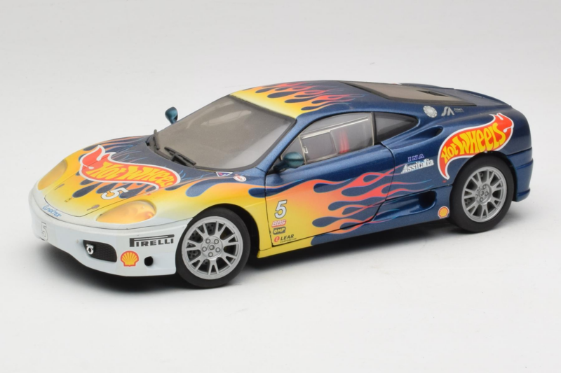 Ferrari 360 Modena Challenge #5 Hot Wheels Purple Fire Livery 1999 Bburago 1:18 29619 Metaal