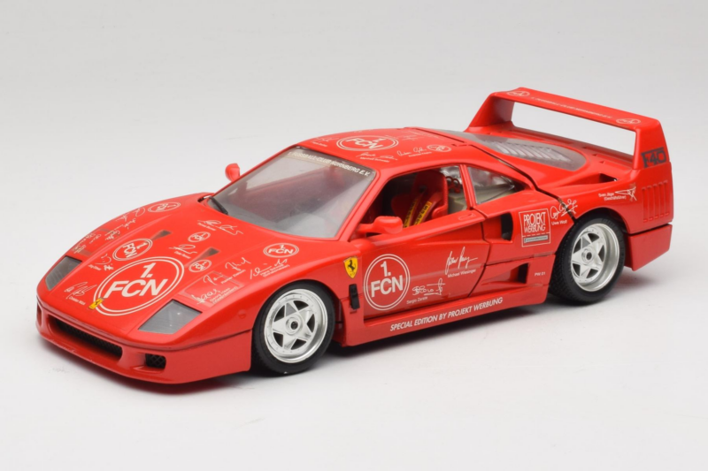 Ferrari F40 Evoluzione FC Nürnberg Special Edition Rood Bburago 1:18 3042-FCN Metaal