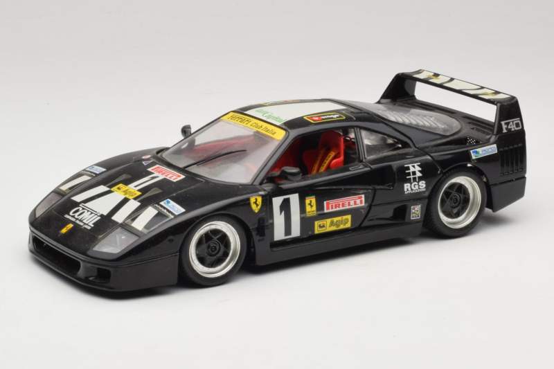 Ferrari F40 Pirelli Agip #1 Zwart Bburago 1:18 3332-B1 Metaal