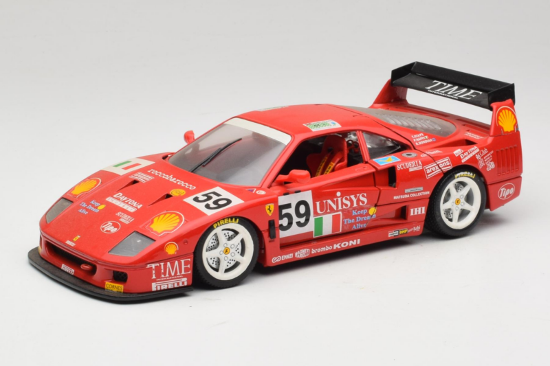 Ferrari F40 LM Unisys #59 Ota / P. Nappi / R. Donovan 24 Hours of Le Mans 1996 Bburago 1:18 3032-U1 Metaal