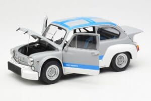 Fiat Abarth 1000 TCR Mat Grijs Blauwe Strepen AUTOart 1:18 72642 Metaal — afbeelding 2 van 8