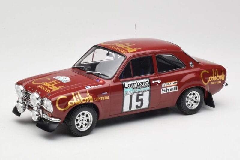 Ford Escort RS 1600 Mk1 #15 M. Alen / I. Kivimäki RAC Rally 1974 IXO 1:18 18RMC047B Metaal