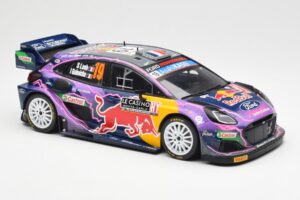 Ford Puma Rally1 #19 S. Loeb / I. Galmiche Rally Monte Carlo Winner 2022 IXO 1:18 18RMC110 Metaal — afbeelding 4 van 6