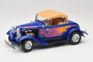 Ford Roadster Street Rod Blauw with Fire Road Signature 1:18 92249 Metaal