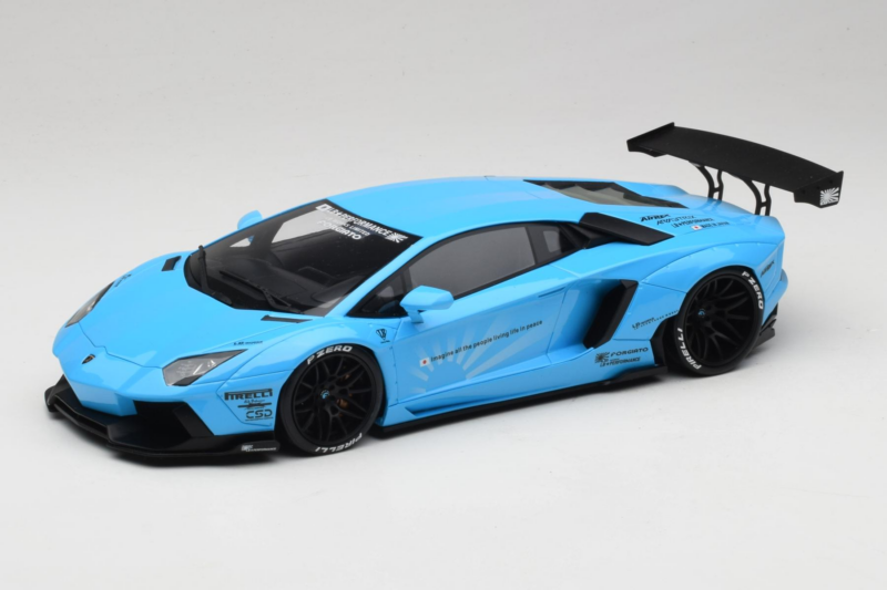 Lamborghini Aventador Liberty Walk Blauw GT Spirit 1:18 GT073 Hars