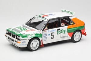 Lancia Delta HF Integrale Evo II Totip #5 A. Aghini / S. Farnocchia Rally Monte Carlo 1993 Kyosho 1:18 08348F Metaal