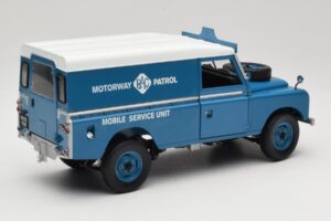 Land Rover Series III 109 Soft Top Motorway Patrol Blauw Eagles Race 1:18 4403 Metaal — afbeelding 3 van 8