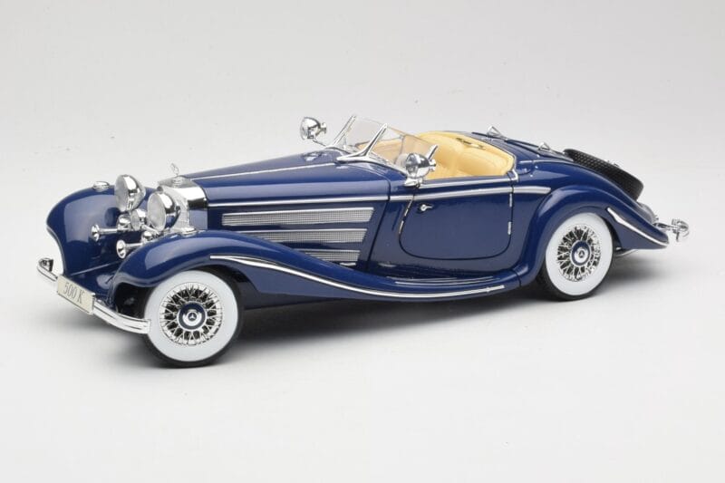 Mercedes 500K Special Roadster Blauw Maisto 1:18 56059 Metaal