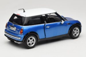 Mini Cooper R50 Blauw met Wit Dak Mondo Motors 1:18 MINI004 Metaal — afbeelding 3 van 8