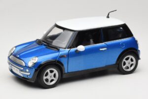 Mini Cooper R50 Blauw met Wit Dak Mondo Motors 1:18 MINI004 Metaal