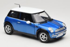 Mini Cooper R50 Blauw met Wit Dak Mondo Motors 1:18 MINI004 Metaal — afbeelding 6 van 8