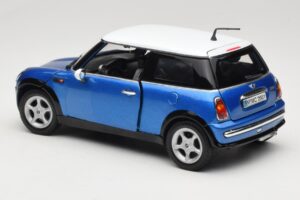 Mini Cooper R50 Blauw met Wit Dak Mondo Motors 1:18 MINI004 Metaal — afbeelding 7 van 8
