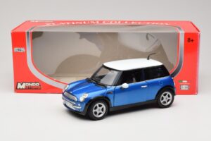 Mini Cooper R50 Blauw met Wit Dak Mondo Motors 1:18 MINI004 Metaal — afbeelding 8 van 8