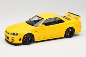 Nissan Skyline GT-R R34 Customized Version Geel MotorHelix 1:18 M83412 Metaal