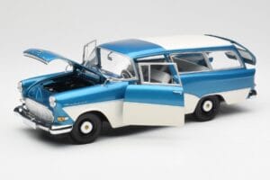 Opel Rekord P1 Caravan Blauw Metallic Minichamps 1:18 180043210 Metaal — afbeelding 2 van 8
